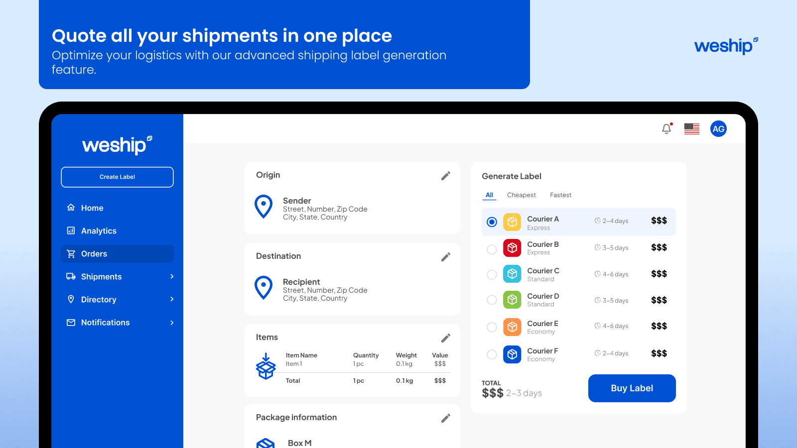 WeShip - Quote all your shipments in one place