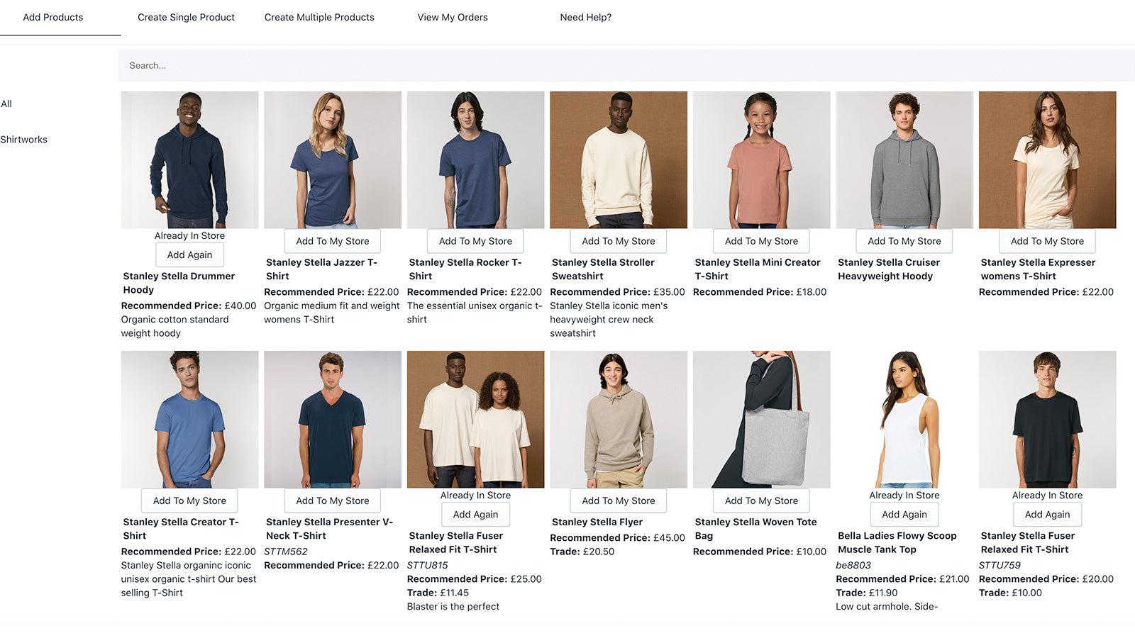 Large range of organic ethical accredited garments