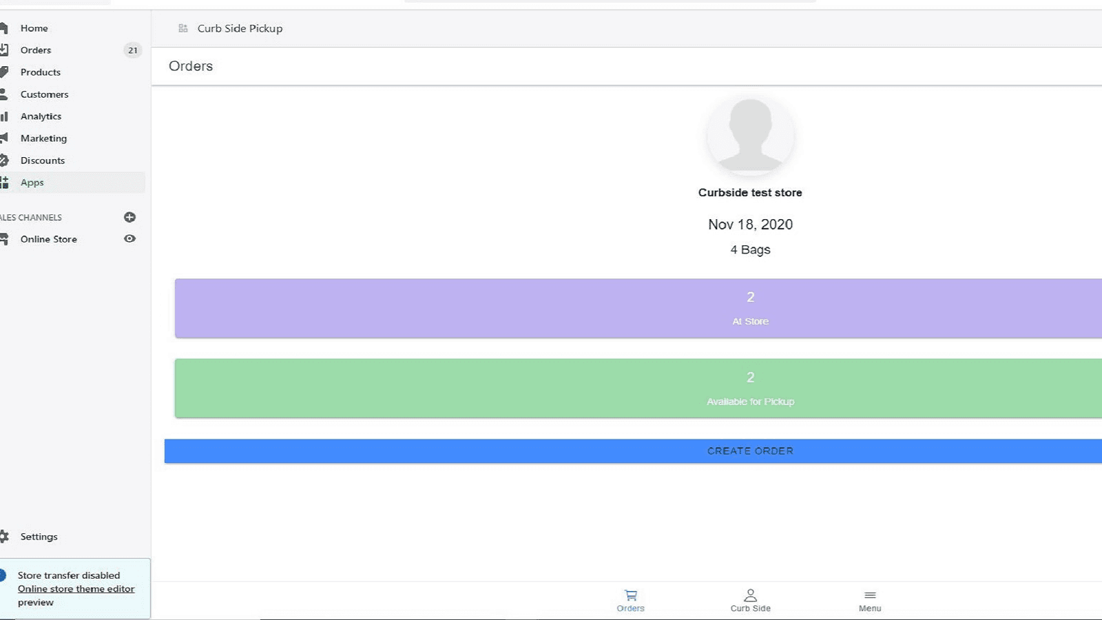 Orders are automatically populated in the SHF curbside app