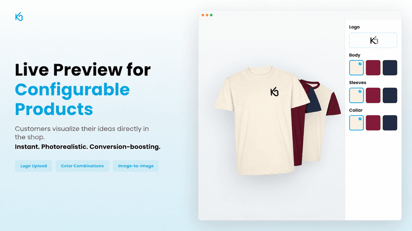 Live preview: Configure products in the shop with K3