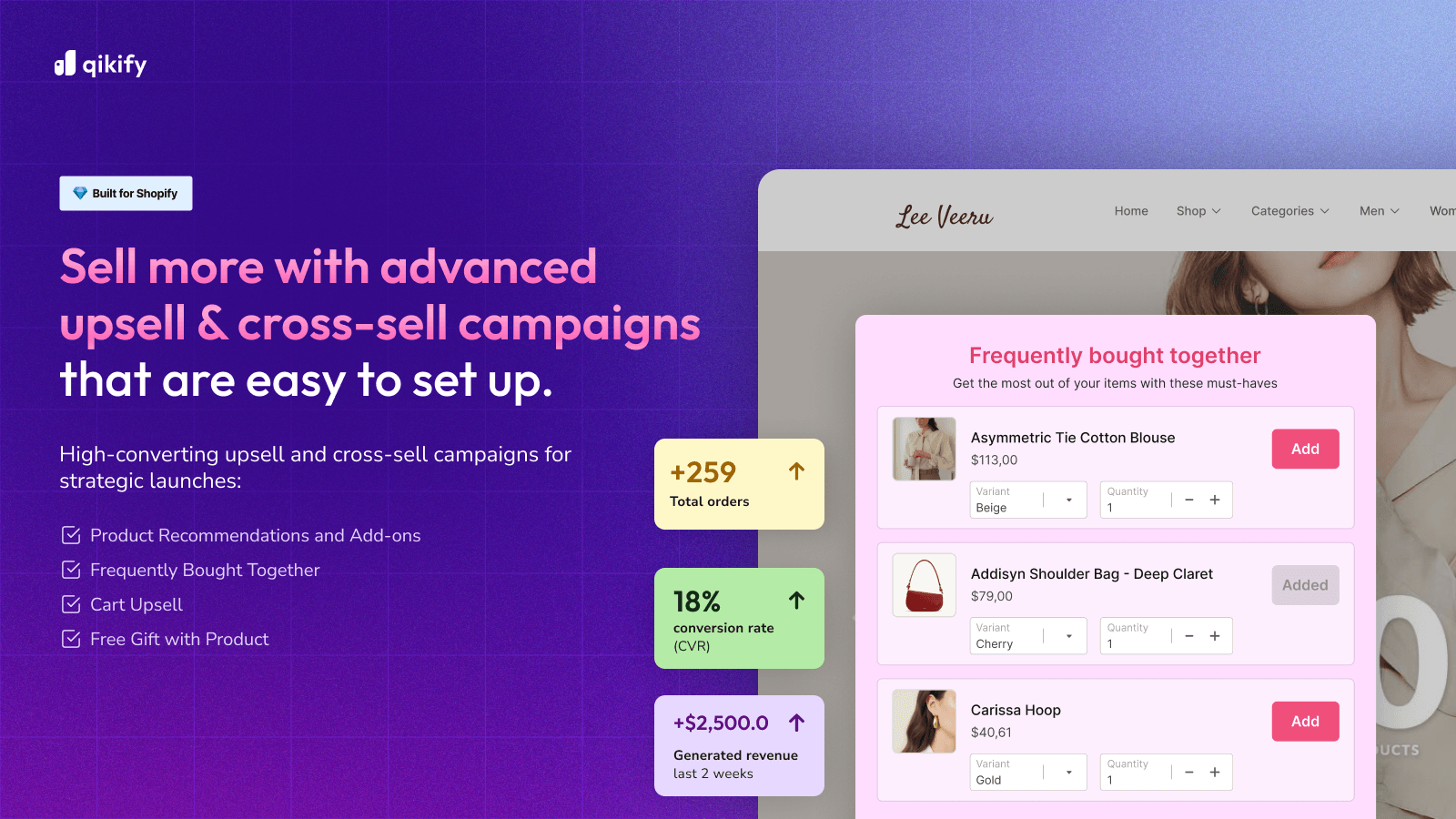 increase aov w/ upselling (bogo, buy x get y) and cross-selling