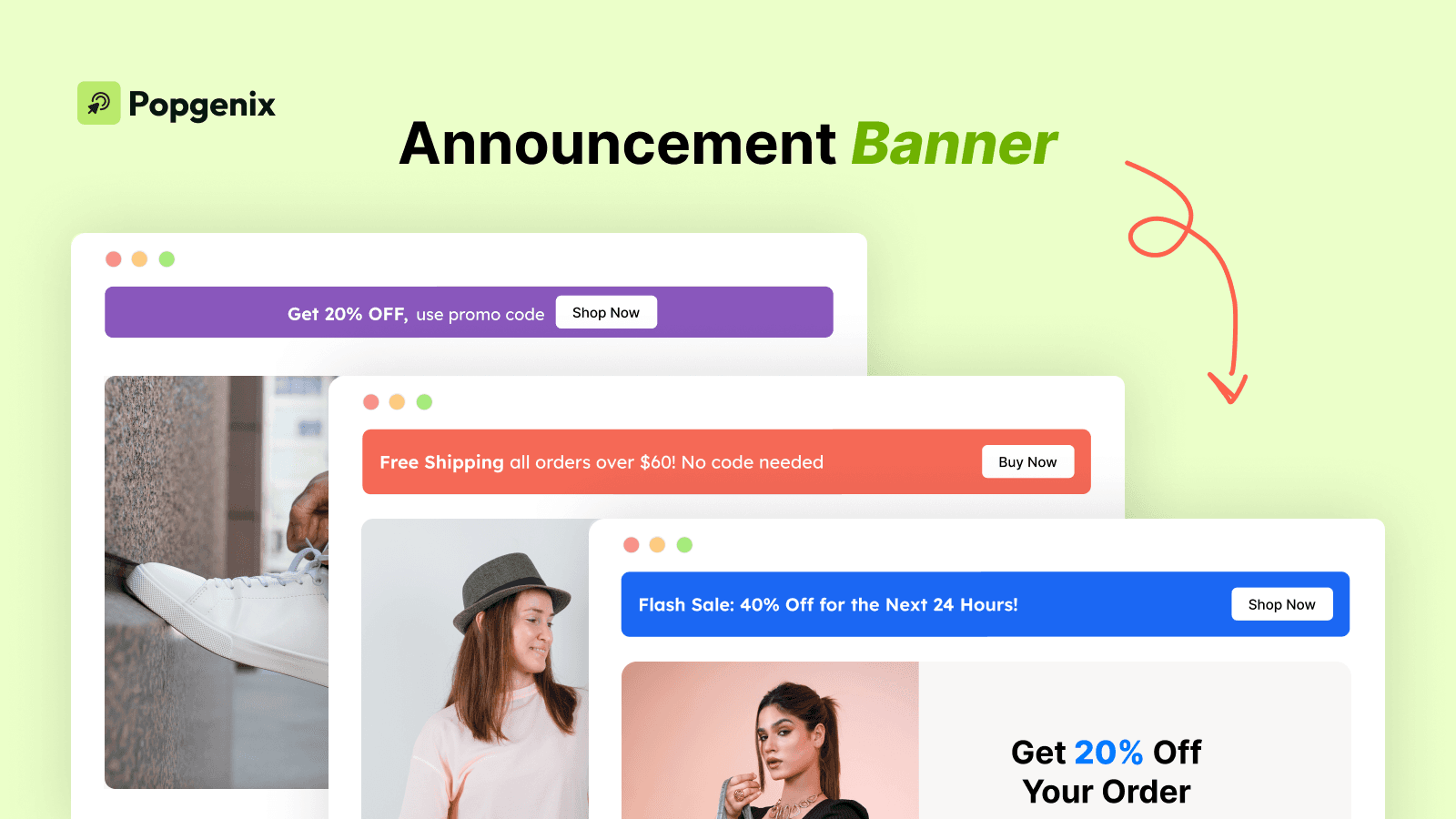 Announcement Bars Highlight promotions, discounts.