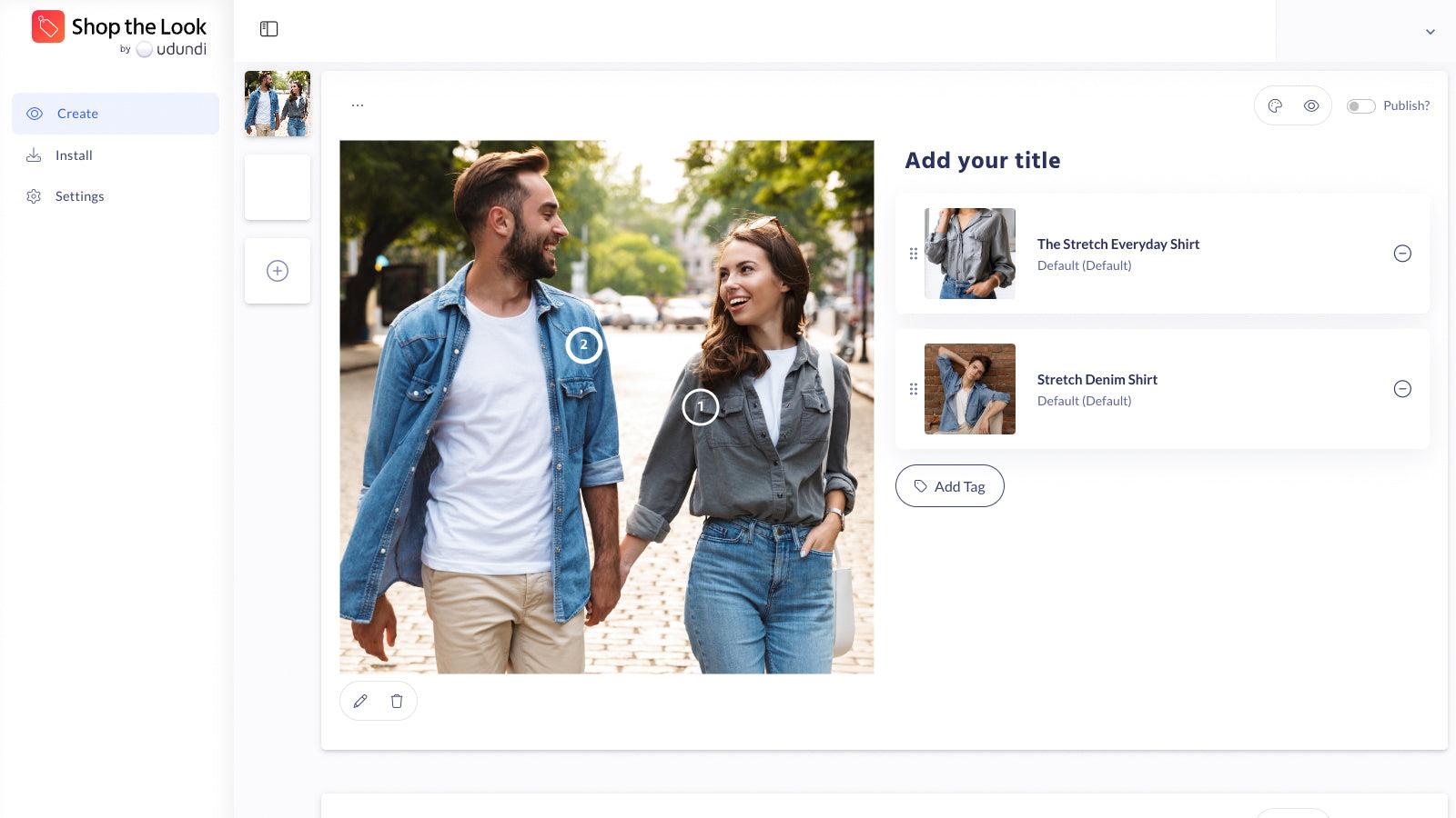 Add lifestyle images and select products to create a Look