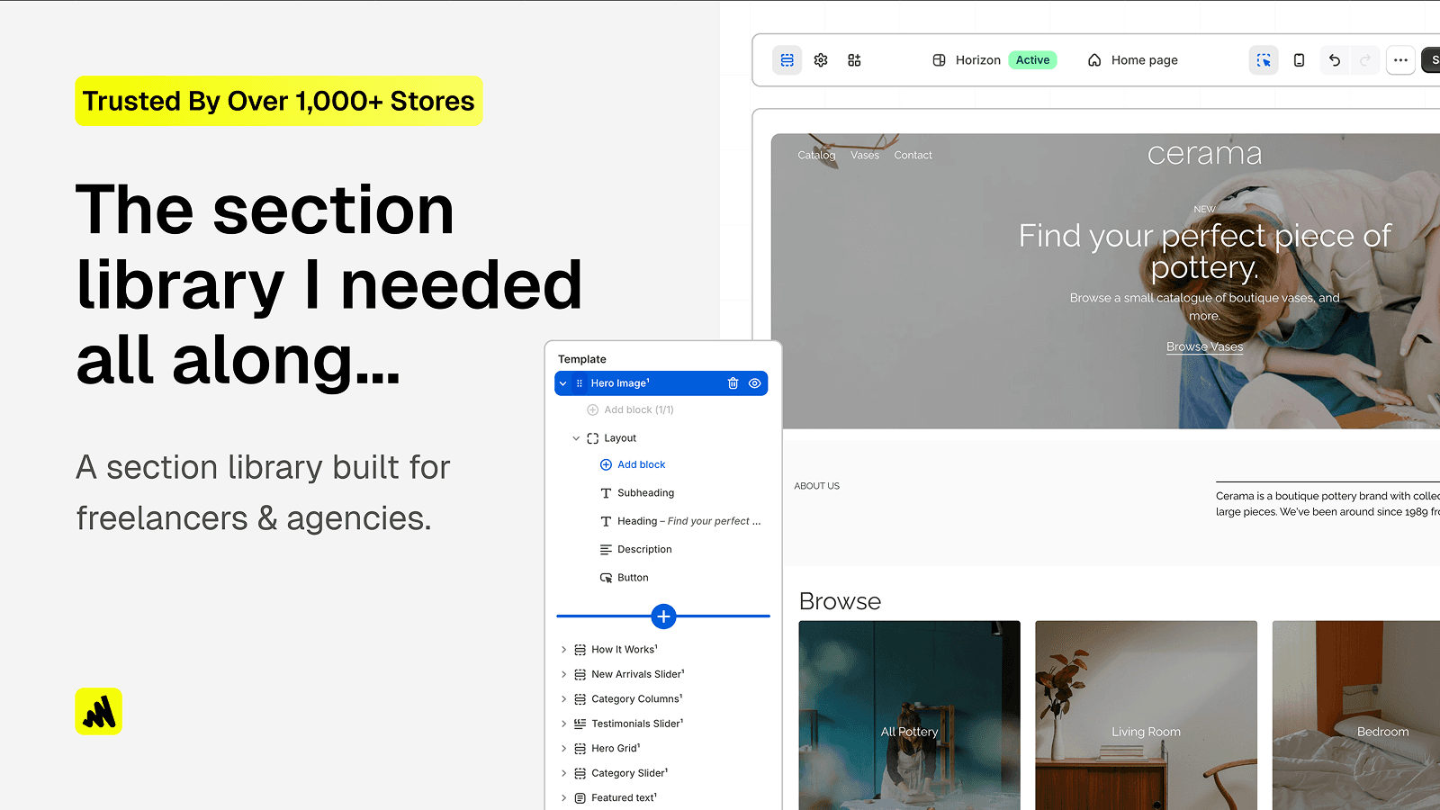 A section library built for freelancers and agencies