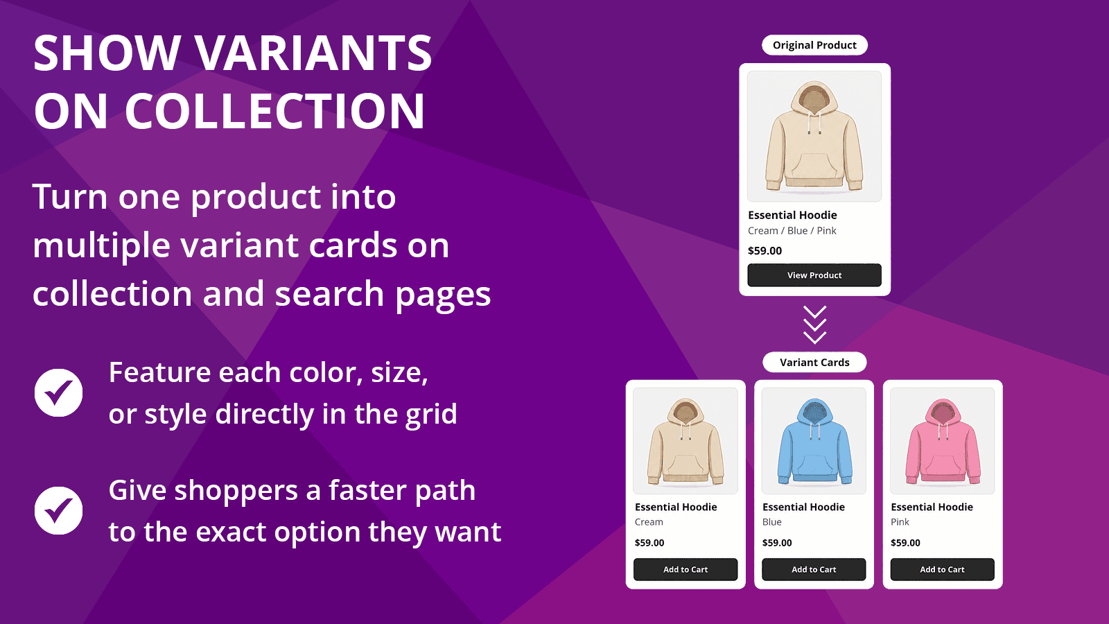 Show product variants as separate storefront cards