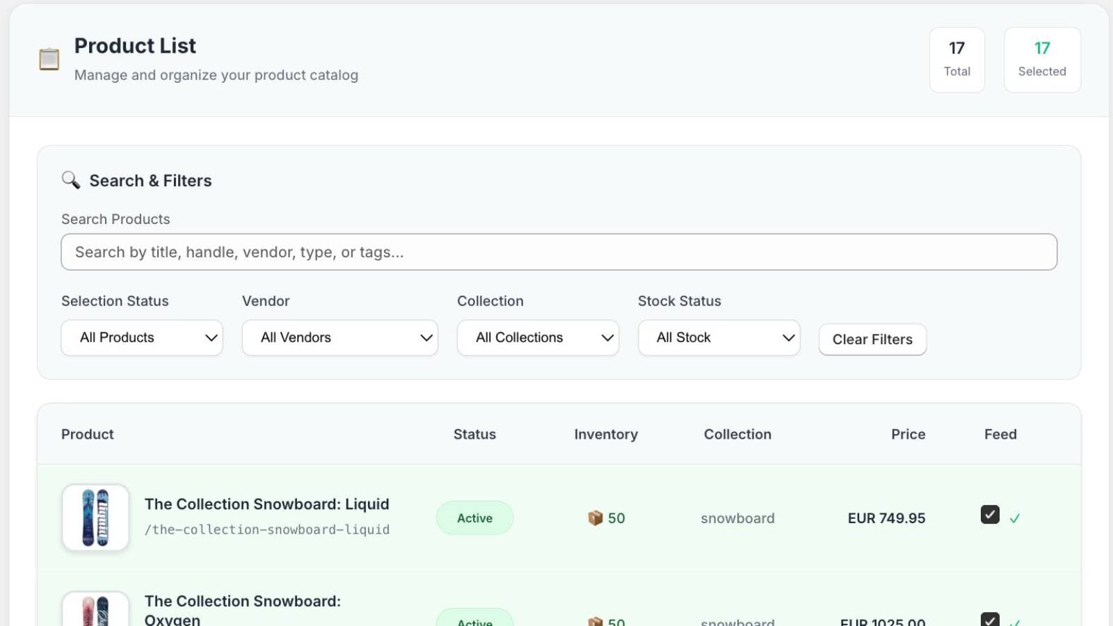 Product Dashboard
