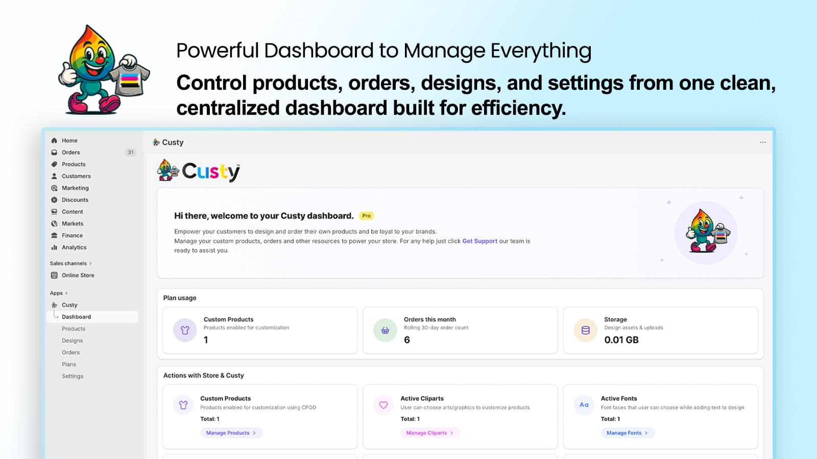 Custy dashboard