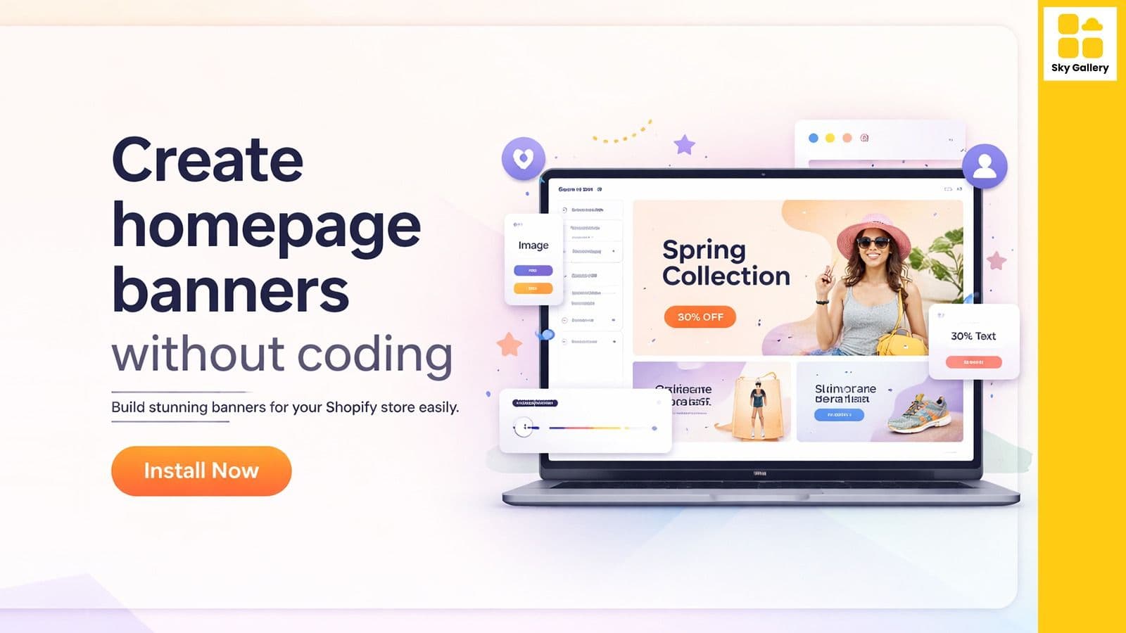 Shopify homepage banner created using Sky Gallery without coding
