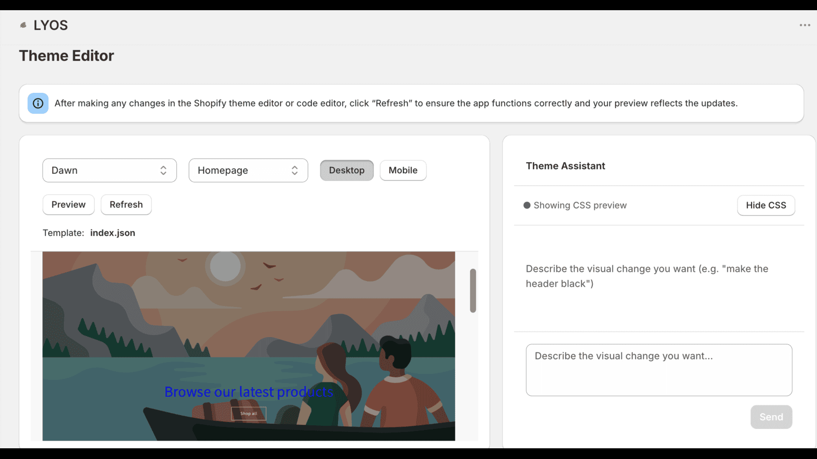 AI theme style editor