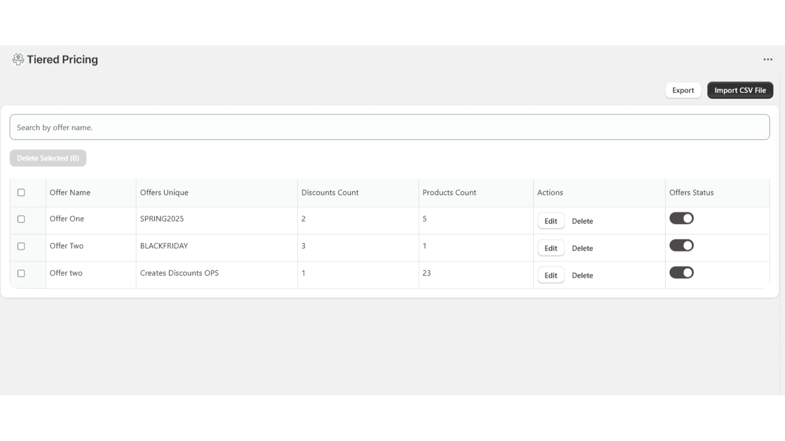 Valuapp dashboard showing offers, products, and discounts
