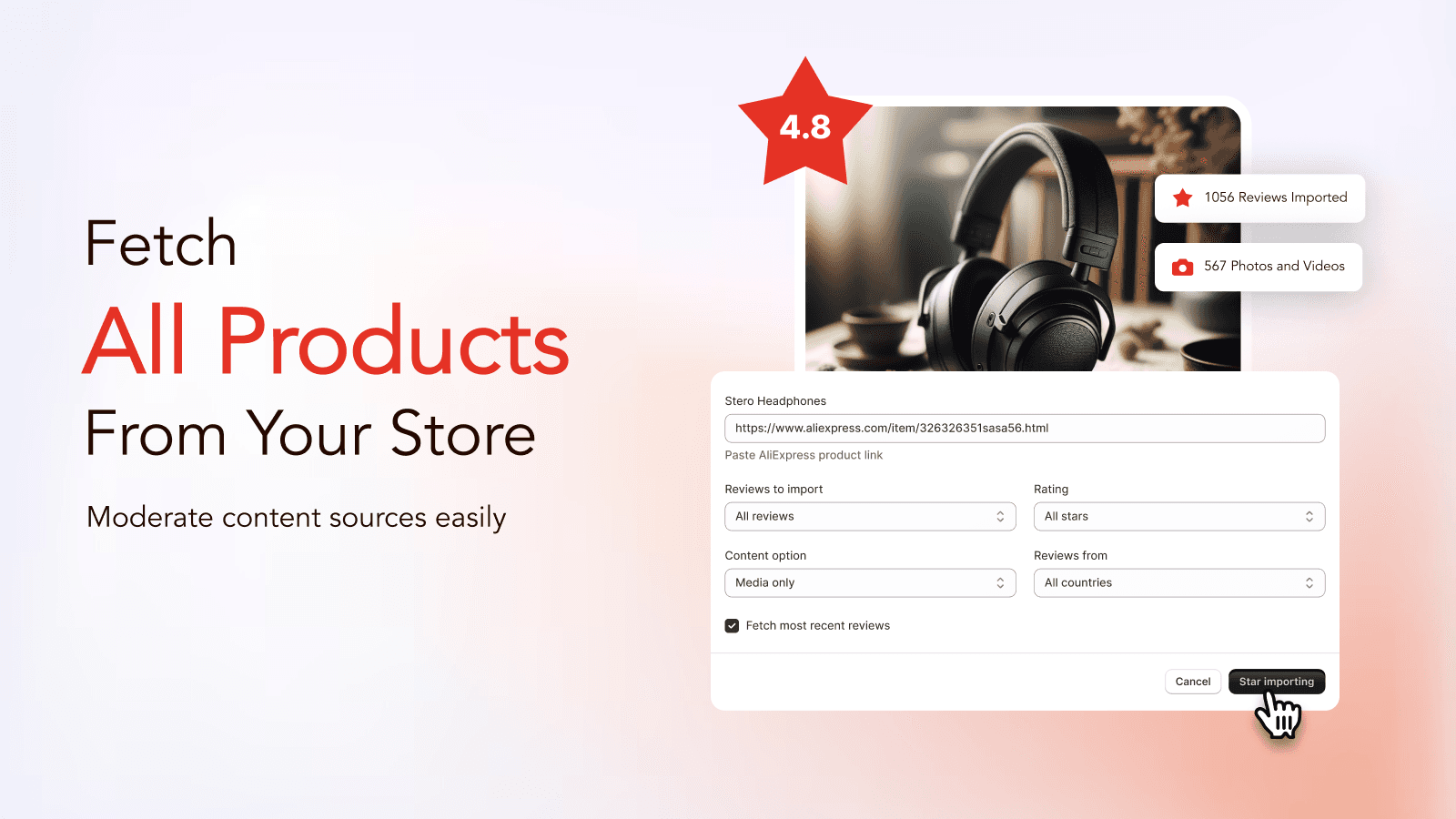 Fetch all product reviews without any restriction