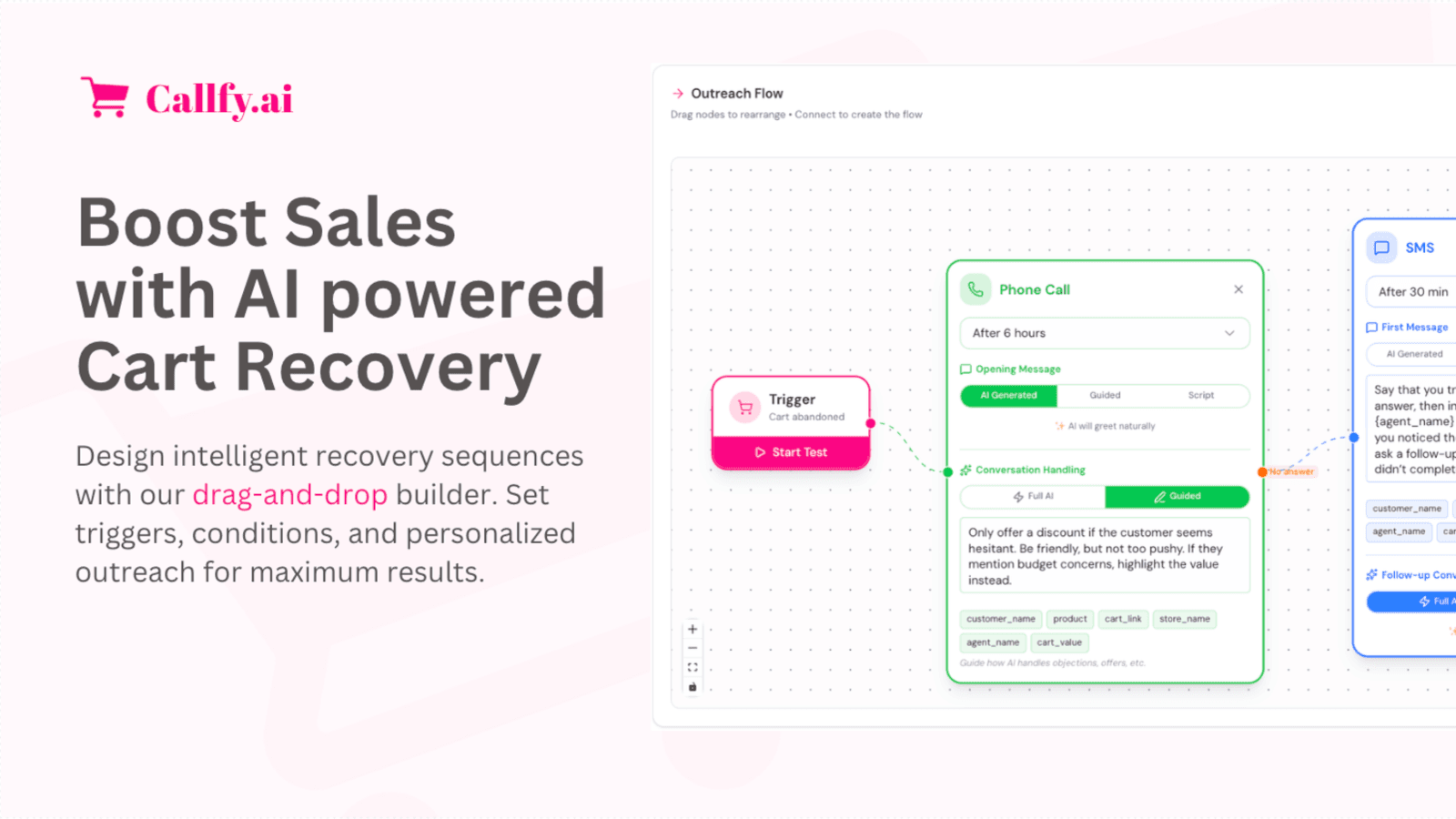 AI agent handling abandoned checkout with real conversations
