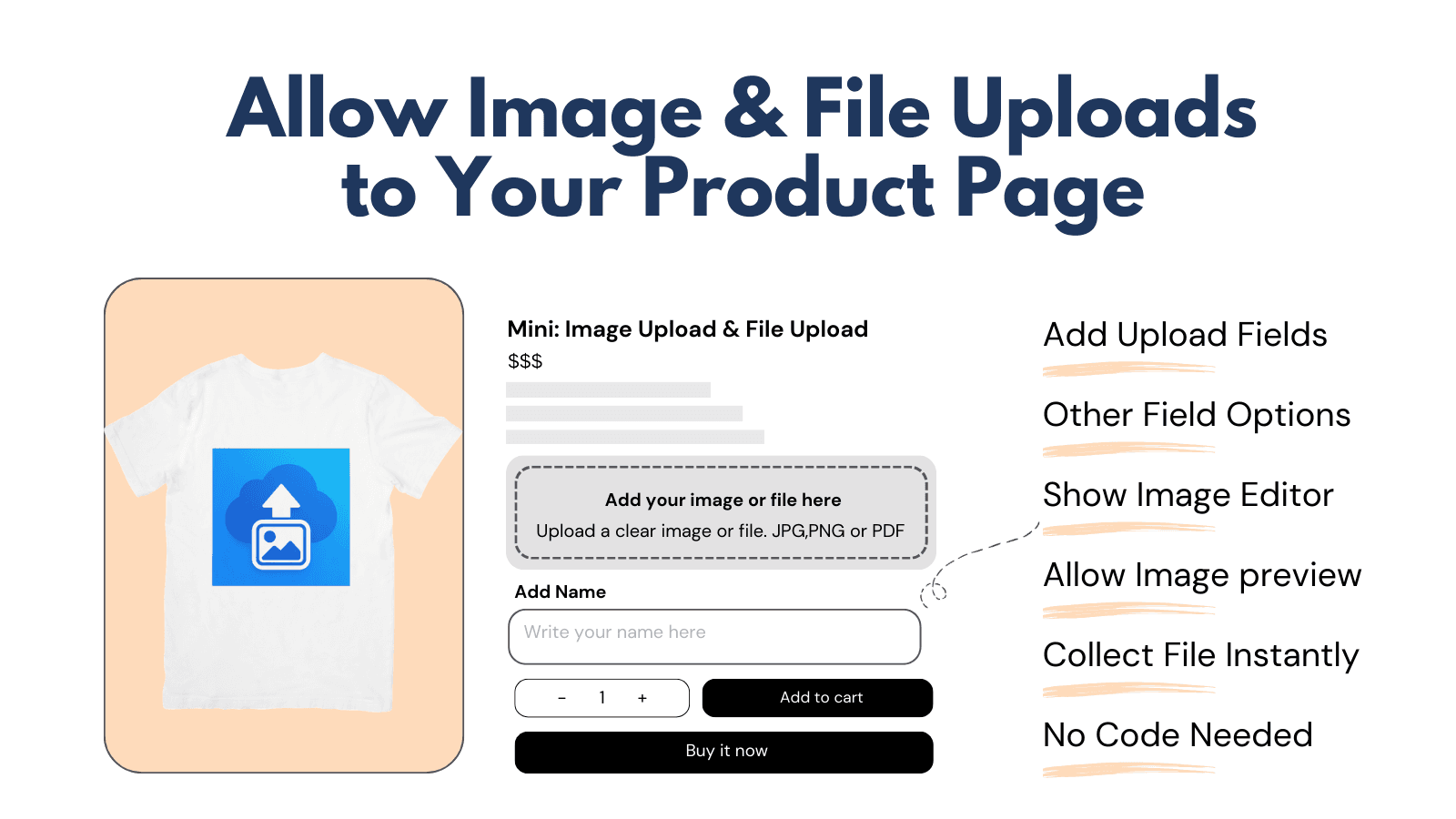 image upload & file upload product page