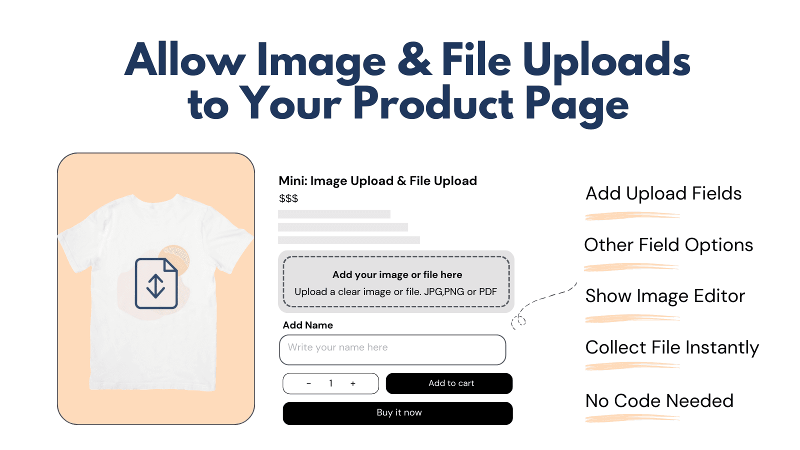 image upload & file upload product page