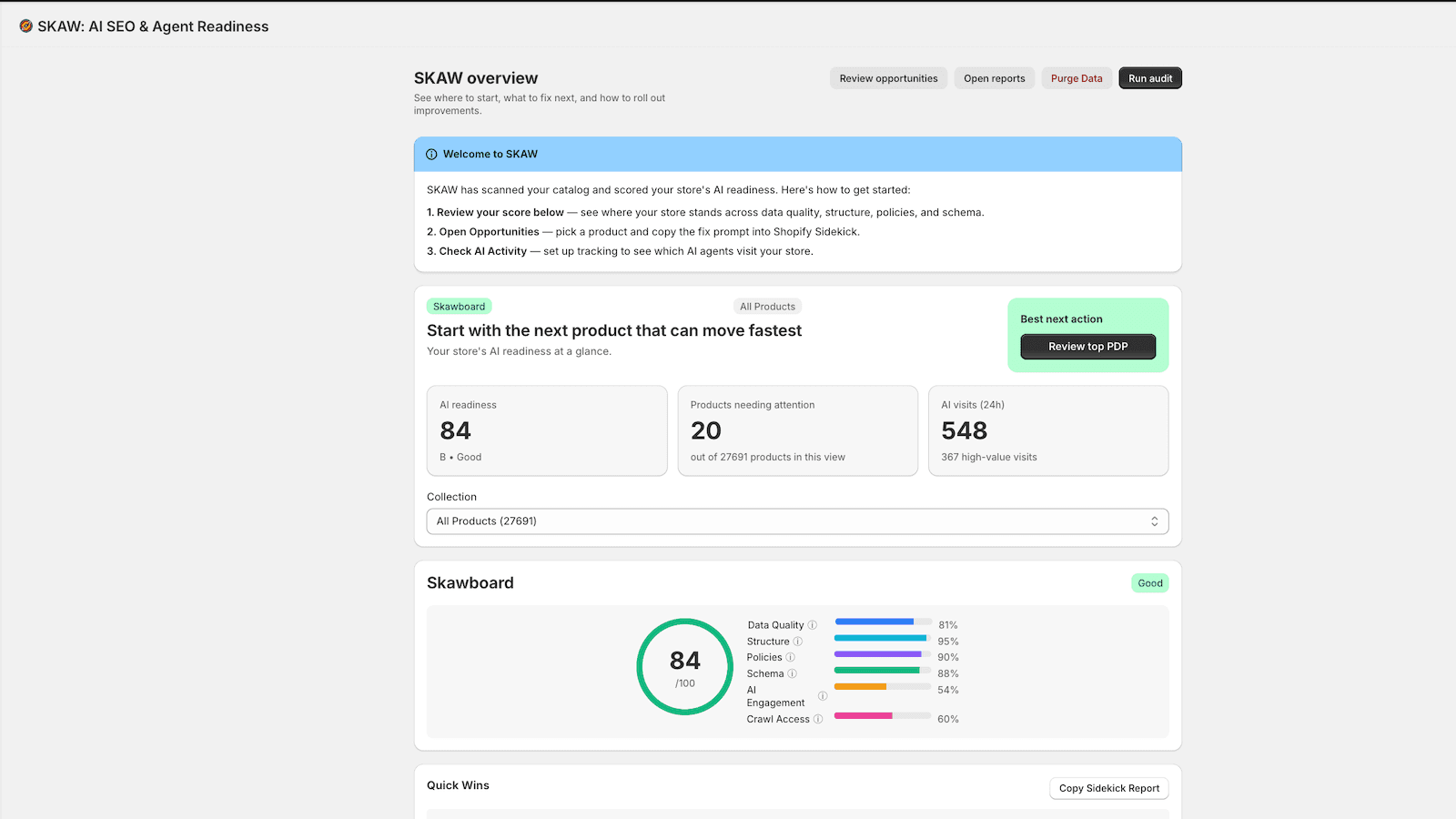 SKAW - get your AI agent score, and what you need to improve it
