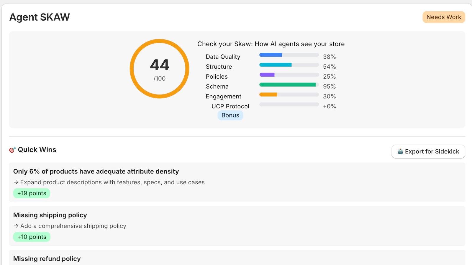 SKAW - get your AI agent score, and what you need to improve it