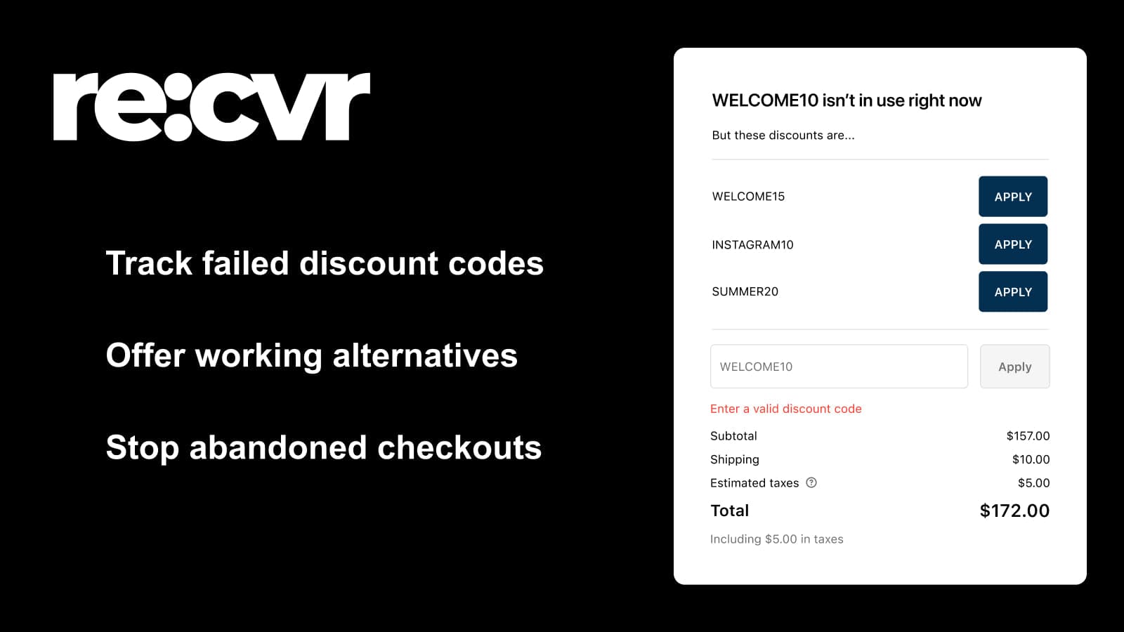 RE:CVR - Discount code validator for Shopify