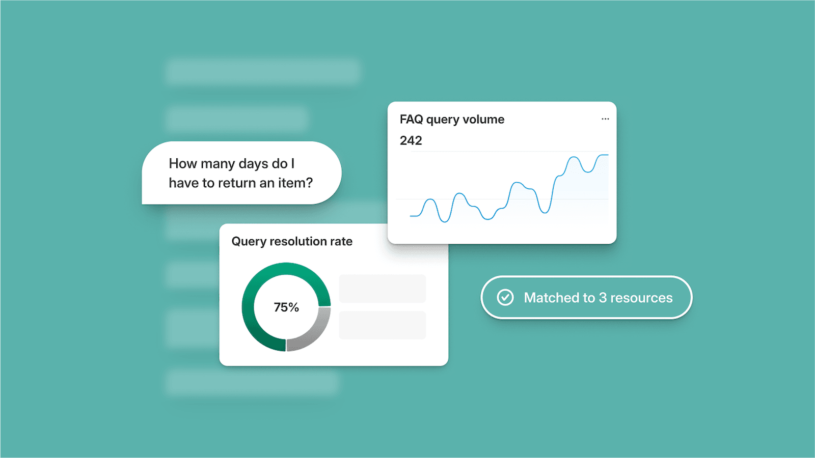 text bubbles with questions, analytics, and matches