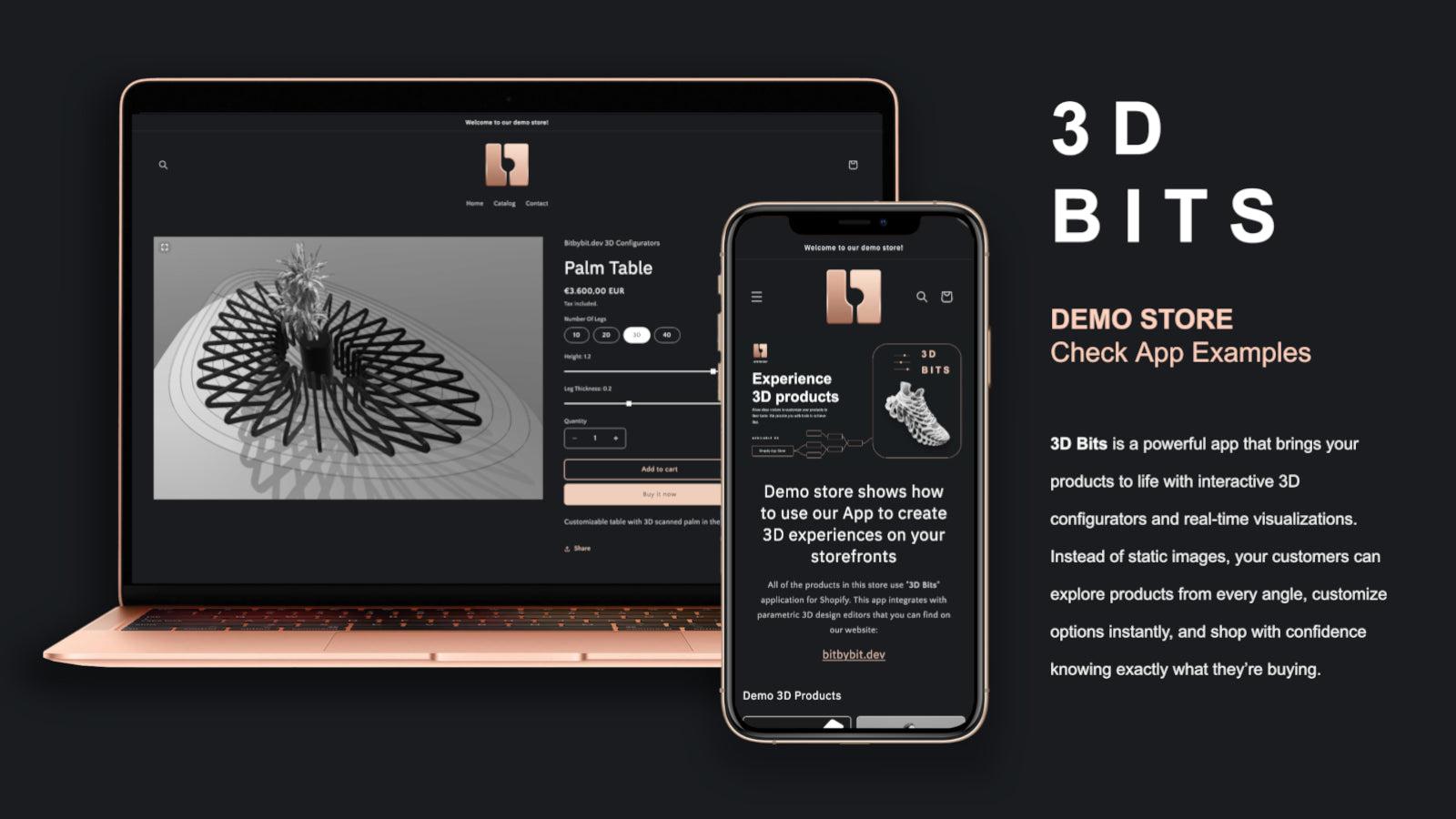 3D Bits app demo store - visit for live experience