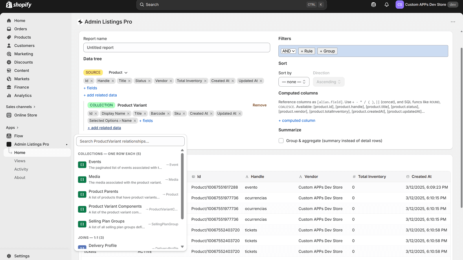 Advanced Query Report Buider