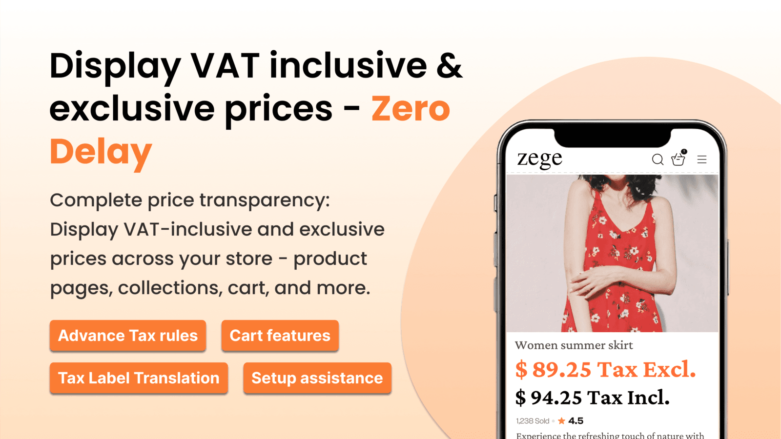 Display VAT inclusive & exclusive prices