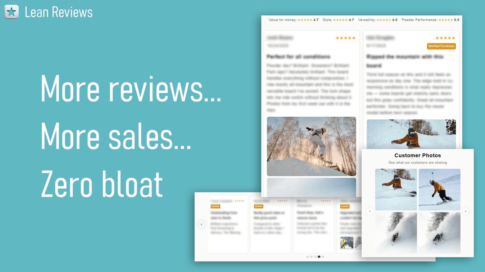 more reviews, more sales, less bloat, Lean Reviews