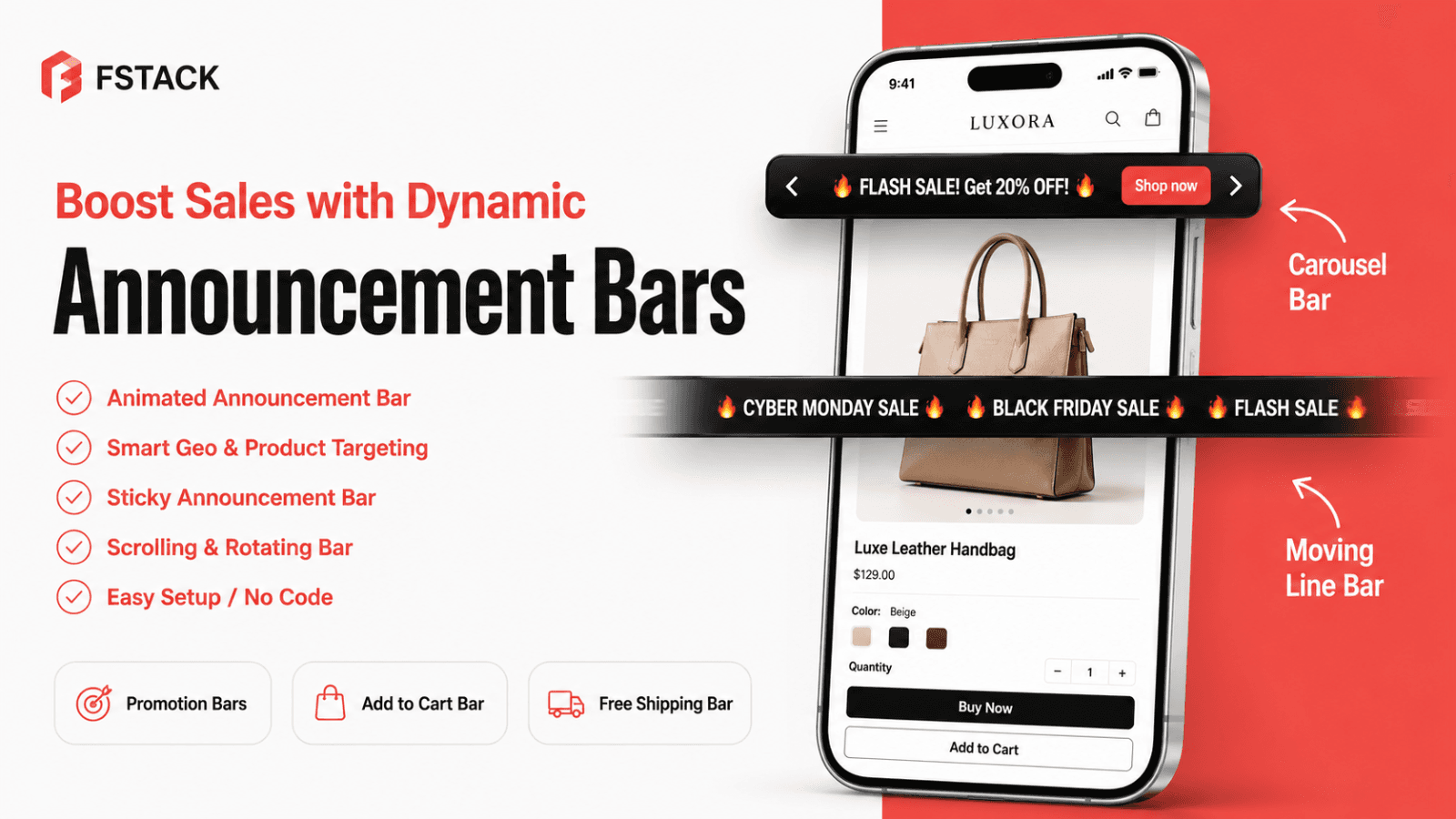 Shopify app with customizable promotional banners
