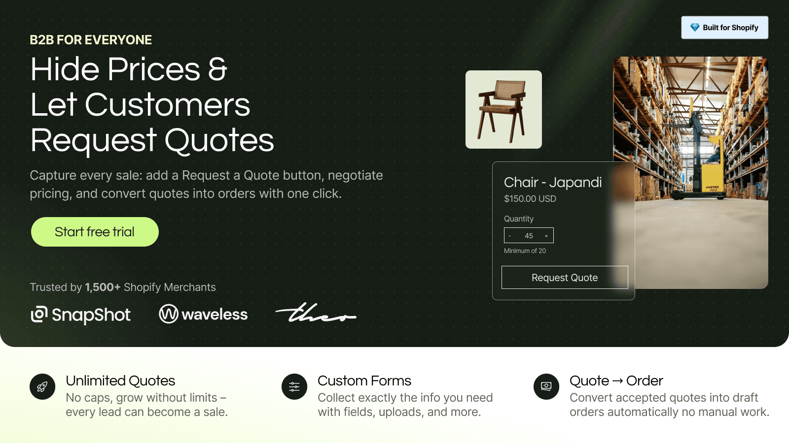 Quote requests, hide price, email templates, and more