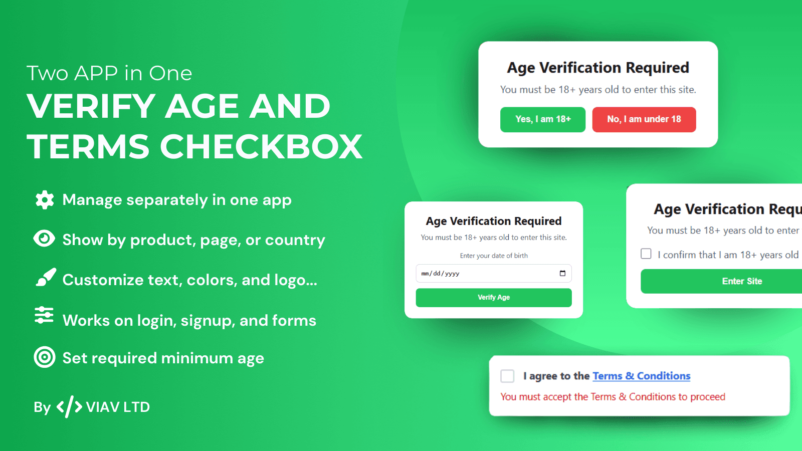 Verify Age and Terms Checkbox