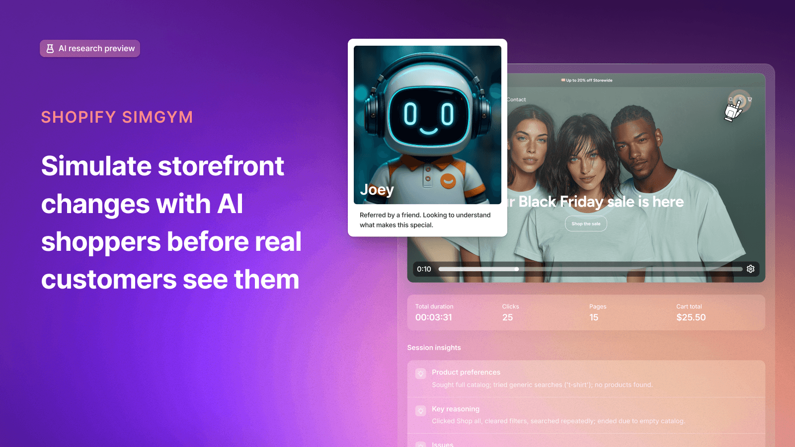 Shopify SimGym: AI storefront testing with virtual shopper Joey