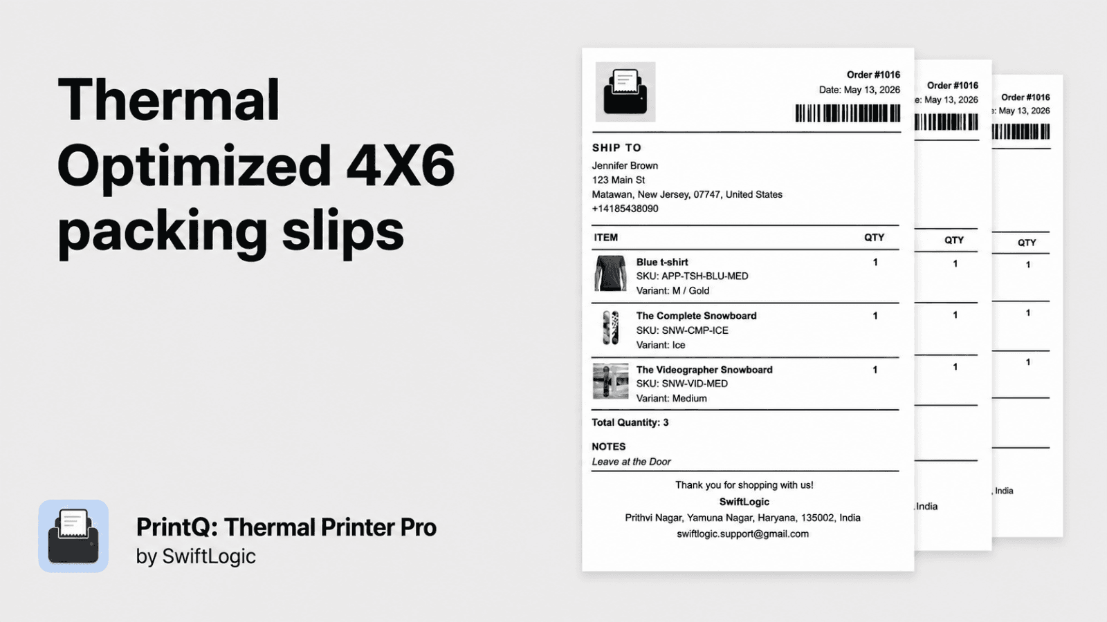 Thermal optimized 4x6 packing slips