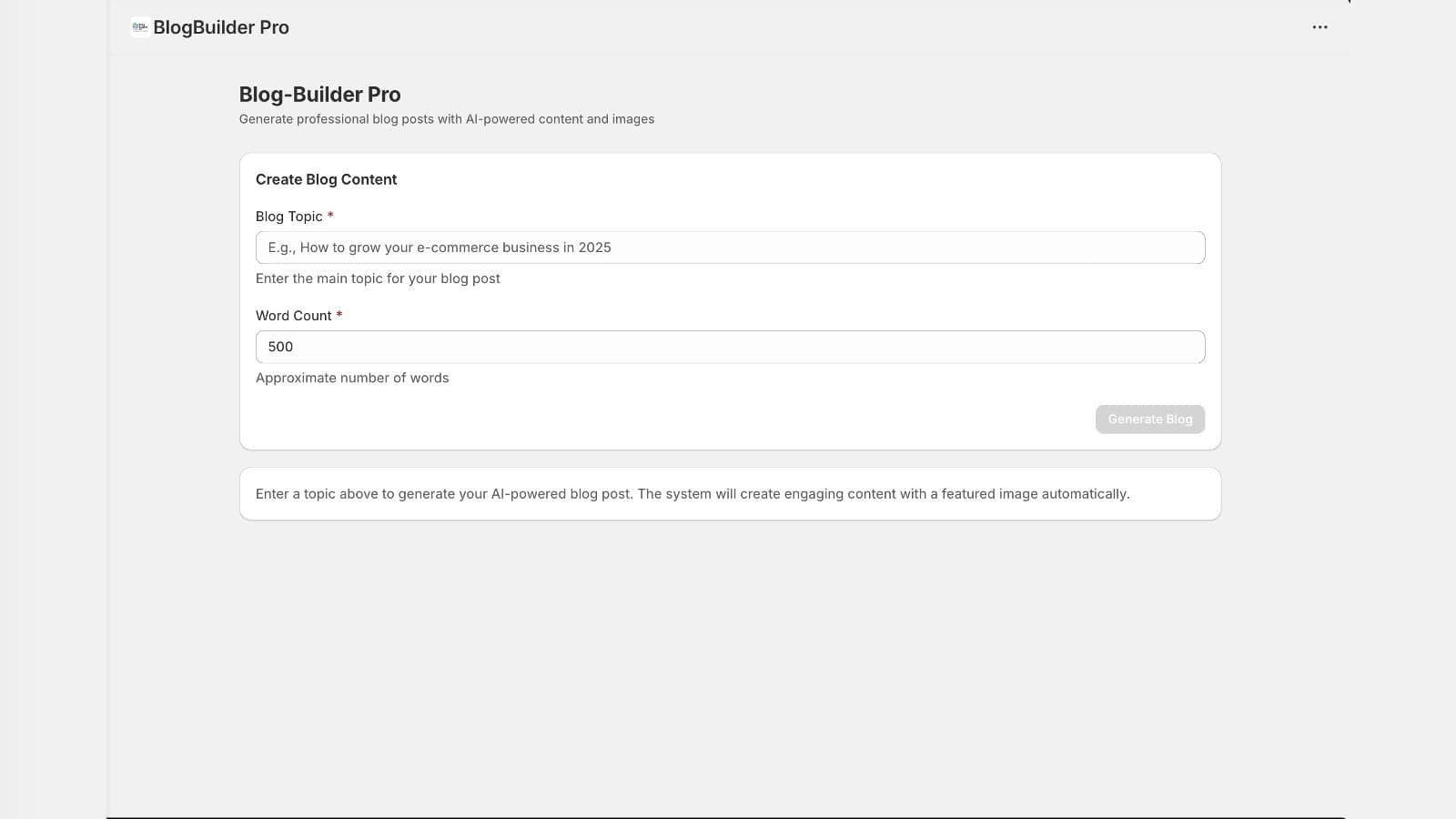 UI of the tool