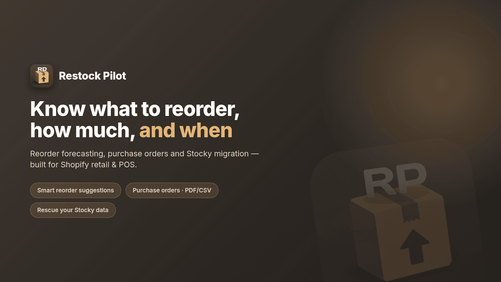 reorder & purchase orders for retail & POS
