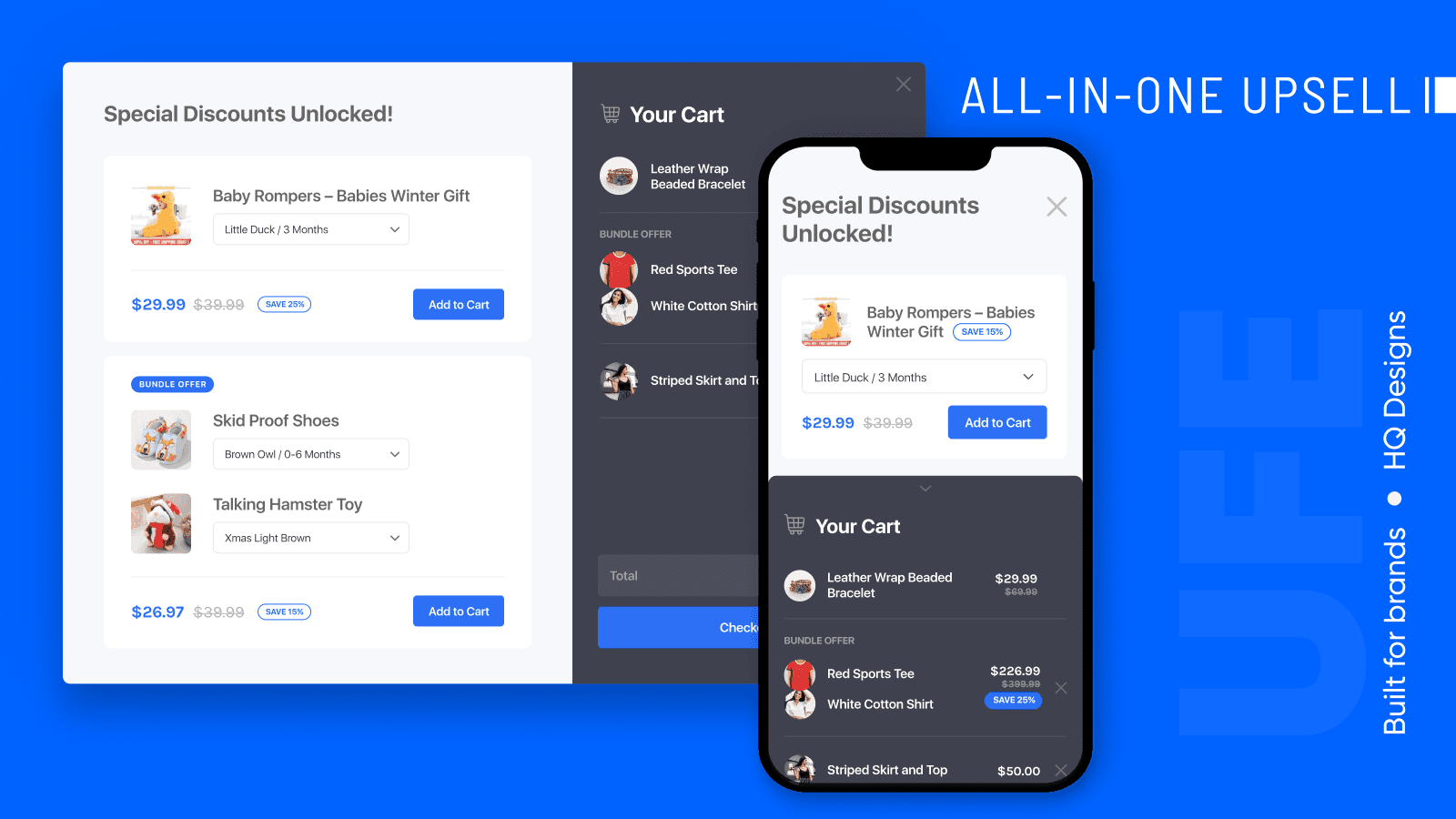 Upsell & Cross sell w/ Volume discount, Upsell bundles Free gift