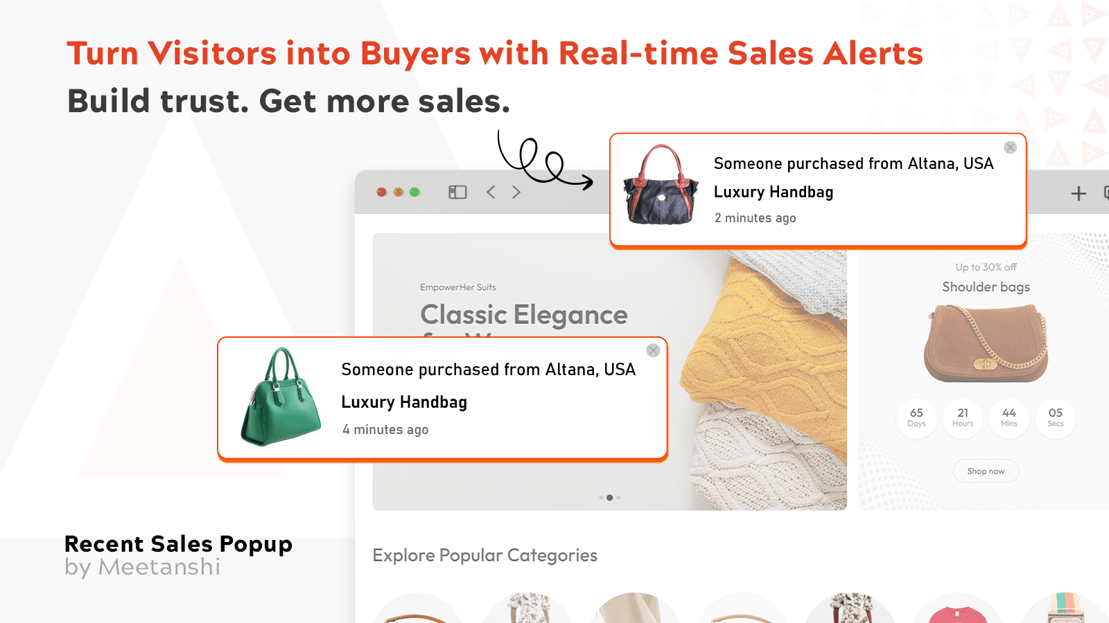 Meetanshi Recent Sales Popup