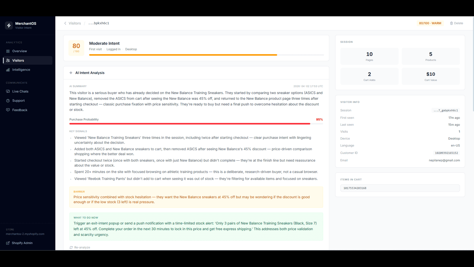 AI intent based on customer historical and realtime data.