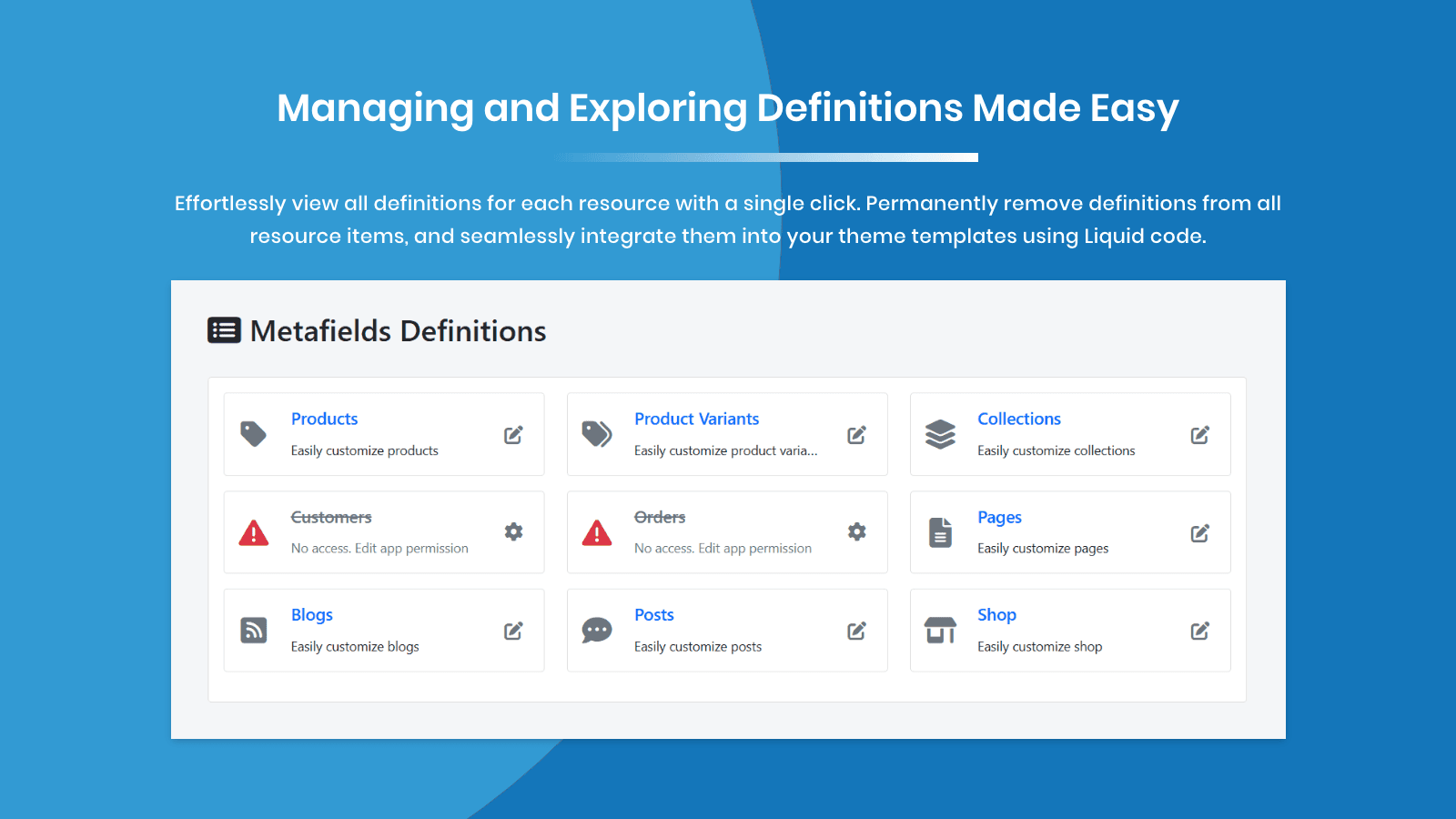 Metafield App Features