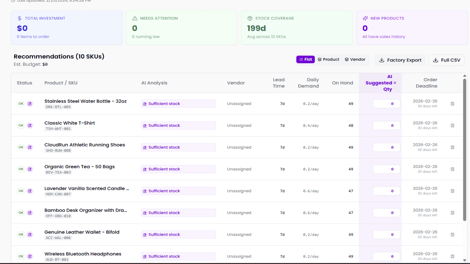 AI reorder recommendations with demand forecasting