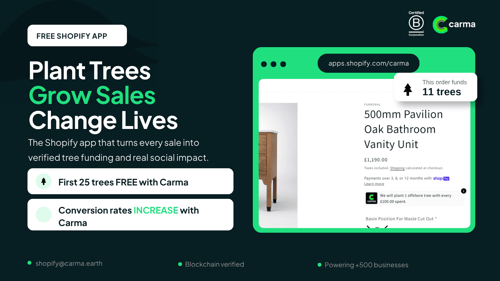 Fund Trees and Grow your Sales with Carma.