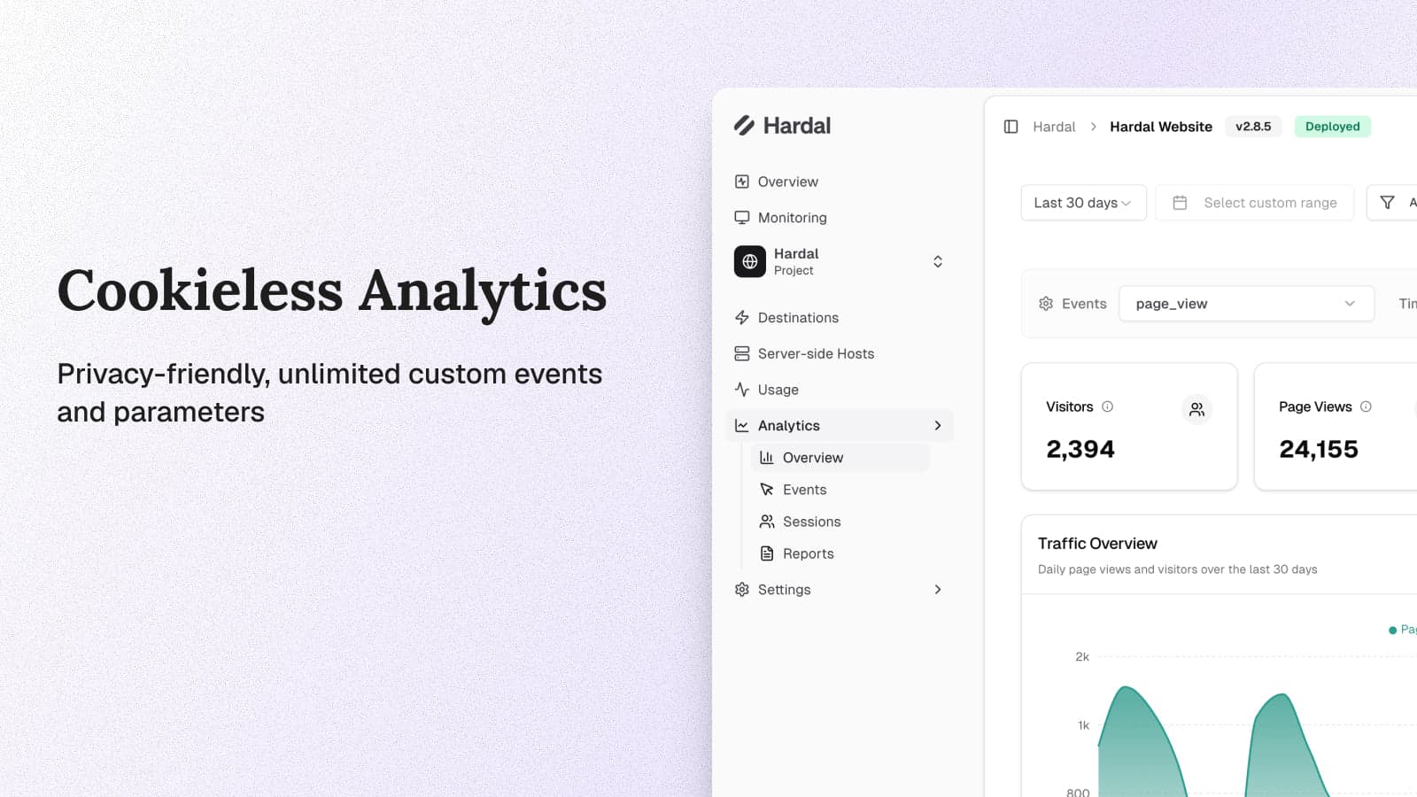 Hardal Cookieless Analytics: Unlimited custom events and params