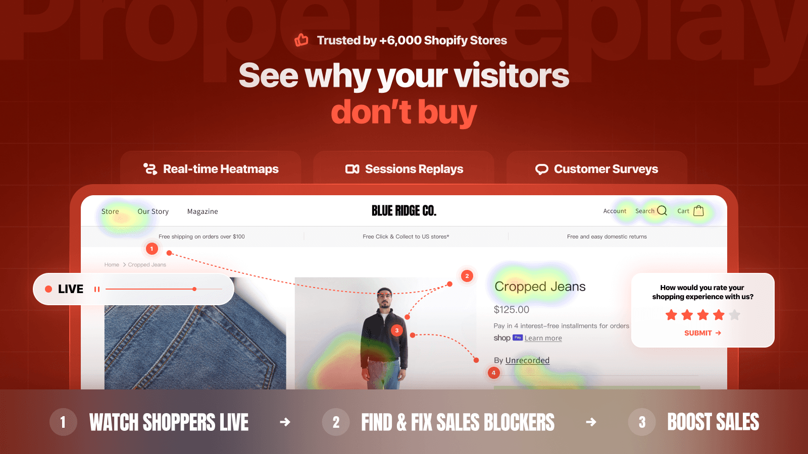 Replays, screen recording, heatmap, survey and analytics app