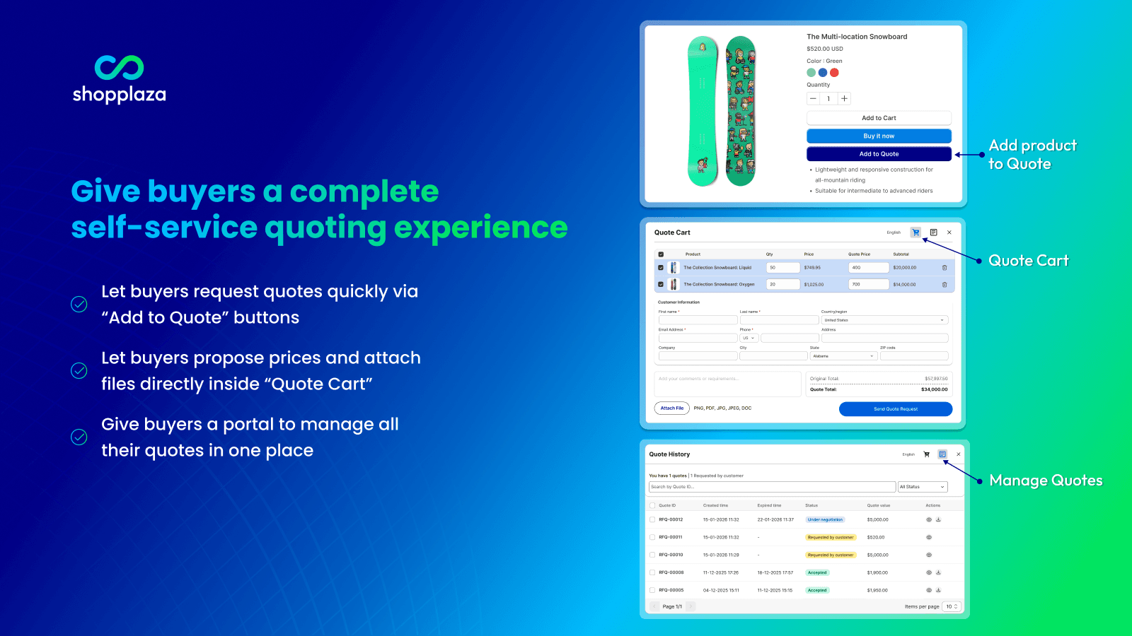 Give buyers a complete self service quoting experience