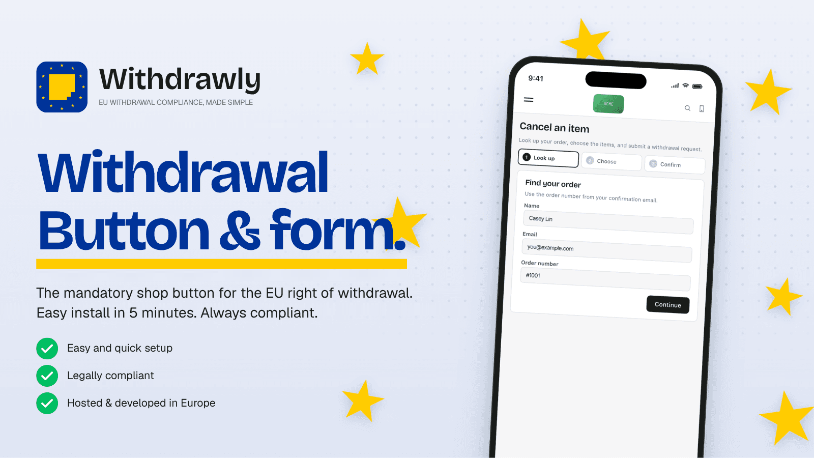 Withdrawly - EU withdrawal button & form complianca