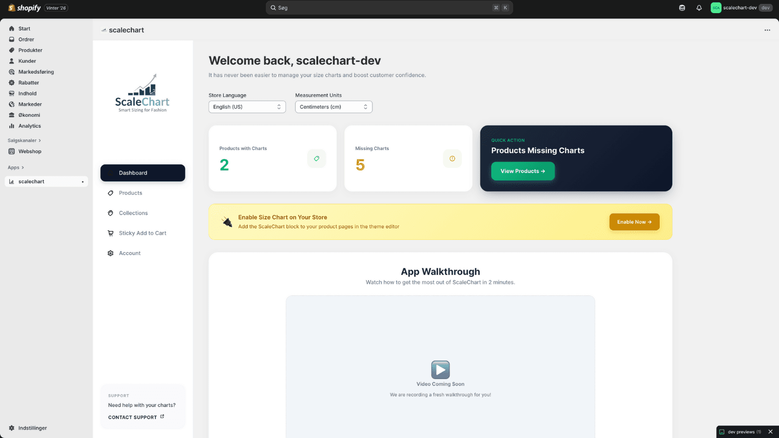 Dashboard — See setup guide + tutorial, see data and get started