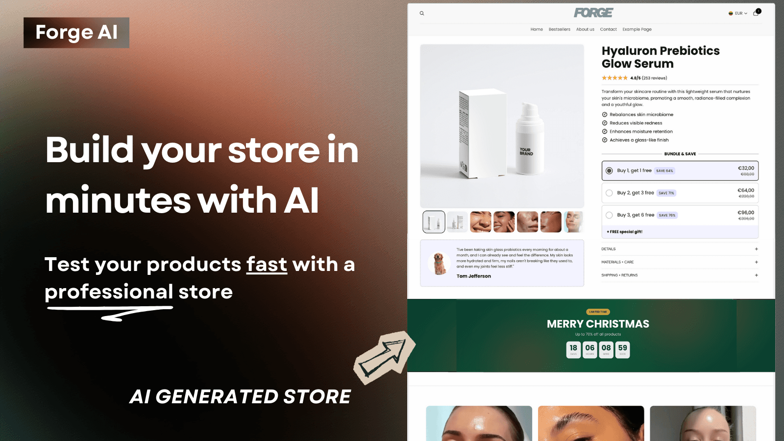 Build your store in minutes with AI