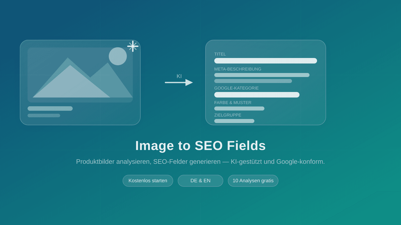 Produktbild wird analysiert, SEO-Felder werden automatisch erste