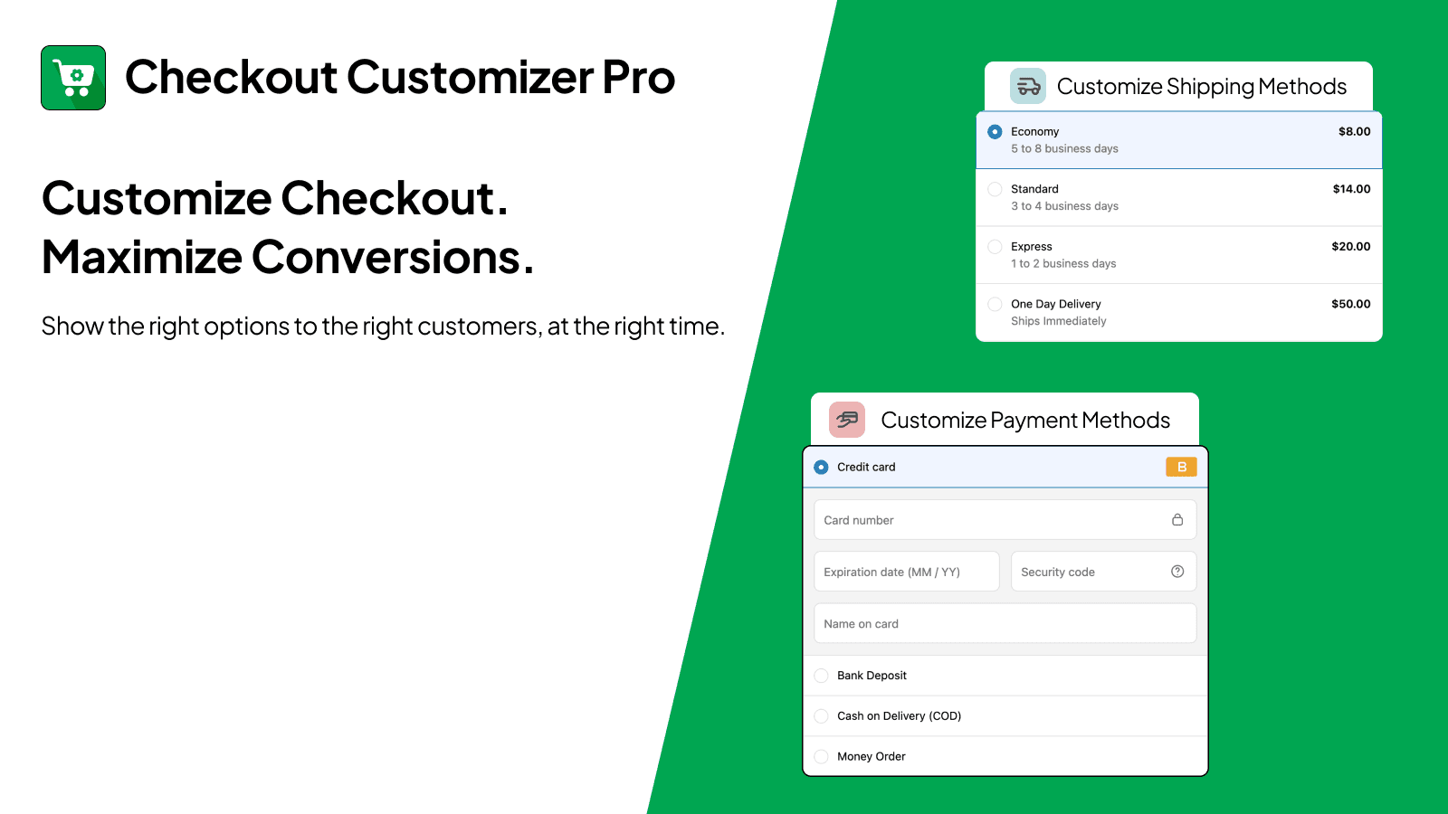 Shopify Checkout customizer with payment and shipping options