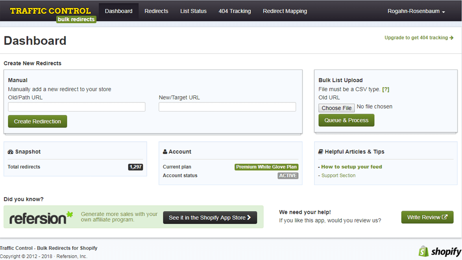 Traffic Control dashboard
