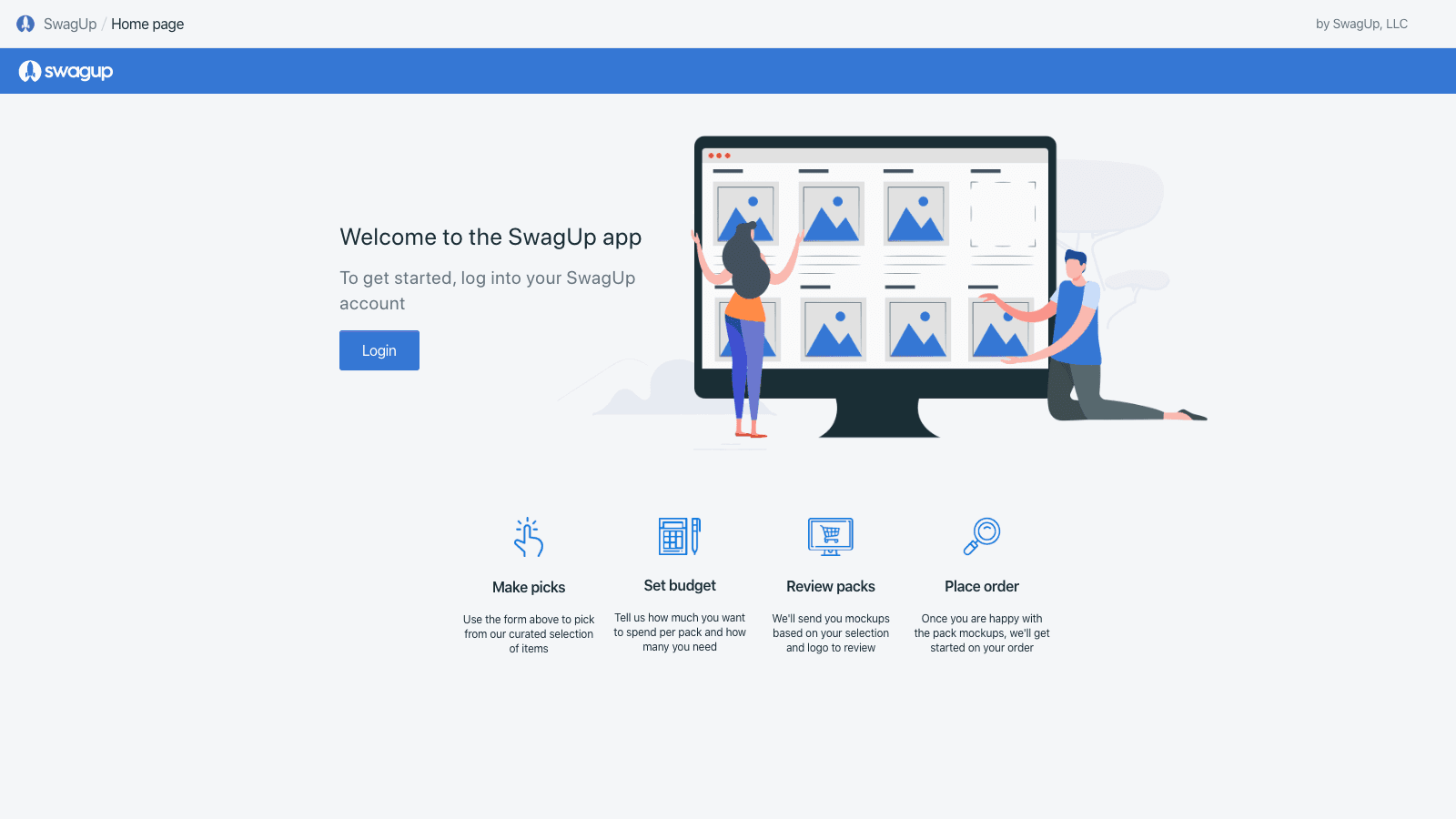 SwagUp - Shopify App Login Page