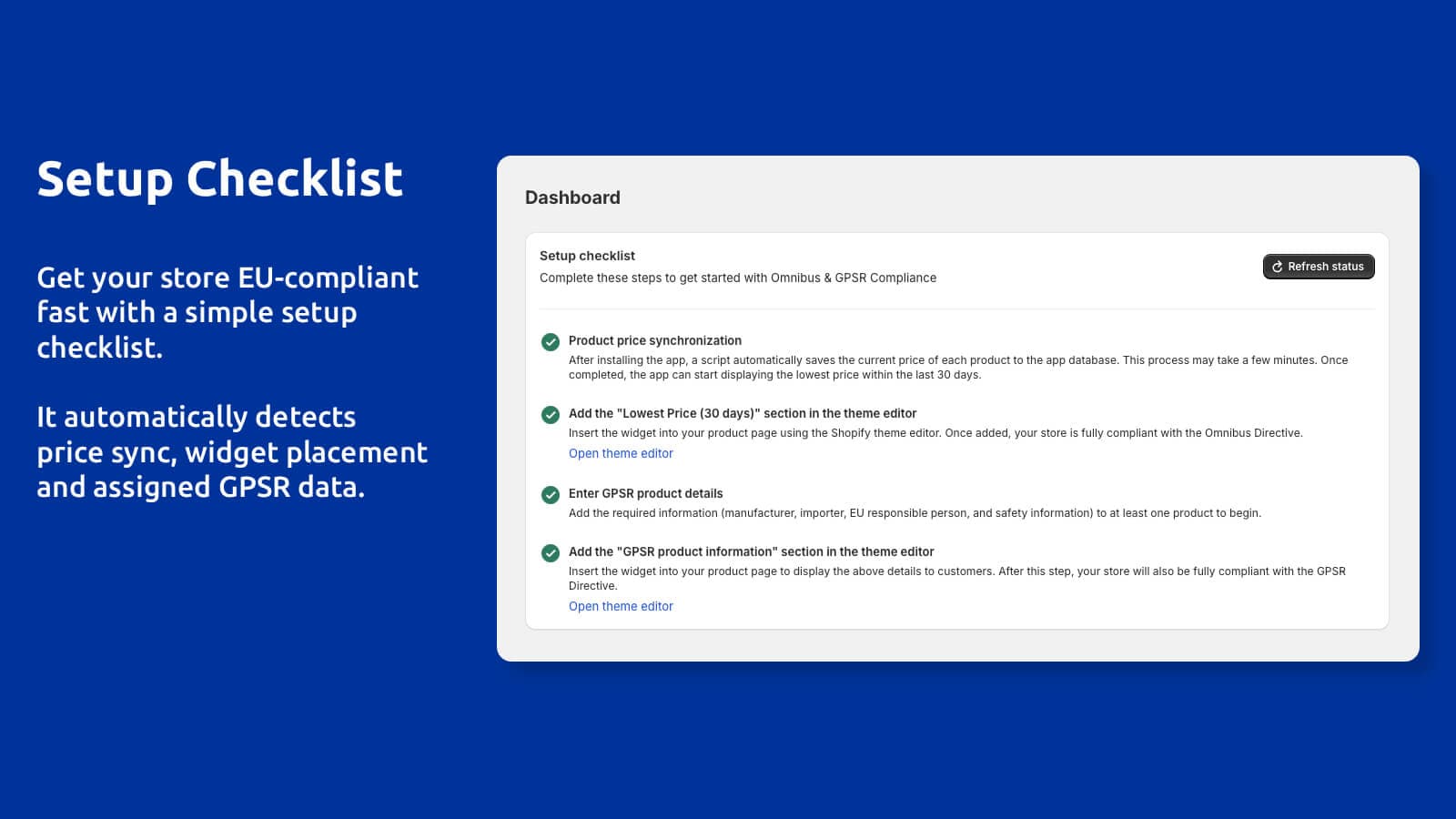 Compliance setup checklist